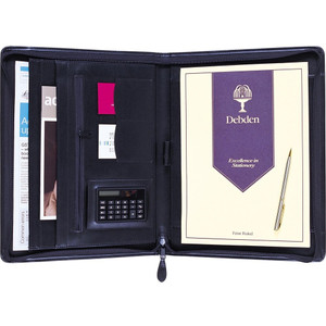 Debden Compendium Portfolio Executive with Zip and Calculator Black Leather