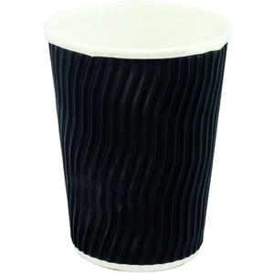 COOL WAVE DOUBLE WALL HOT CUPS 12OZ BLACK - Sleeve of 25