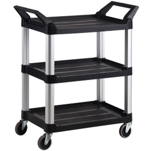 90KG Rated -Hi-5 3 Shelf Utility Cart - 84.4cm x 47.3cm 96cm - Black