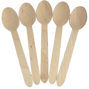 Disposable Wooden Dessert Spoons 100% All-Natural Eco-Friendly Biodegrade Pack of 100 (EC-WC0802)