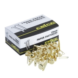 Celco Paper Fastener 19mm Brass 10 Boxes of 100 (1000)