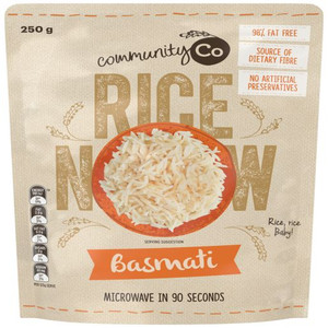 COMMUNITY CO BASMATI MICROWAVEABLE RICE 250GM