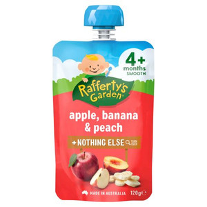 RAFFERTYS GARDEN 4+ MONTHS APPLE BANANA & PEACH 120GM