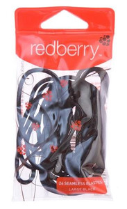 REDBERRY LARGE BLACK PONYTAIL ELASTICS 24PK