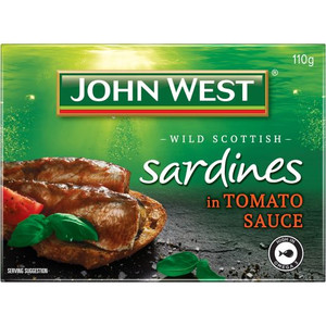 JOHN WEST SARDINES IN TOMATO SAUCE 110GM