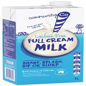 COMMUNITY CO LACTOSE FREE MILK FULL CREAM 1L