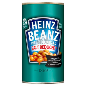 HEINZ BAKED BEANS IN TOMATO SAUCE WITH REDUCED SALT 555GM