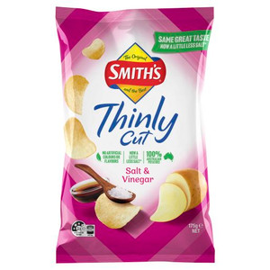 SMITHS SALT AND VINEGAR THINLY POTATO CHIPS 175GM
