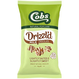 COBS POPCORN DRIZZL'D MILK CHOCOLATE LIGHTLY SALTED SLIGHTLY SWEET 110GM