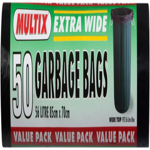 MULTIX GARBAGE BAGS EXTRA WIDE ROLL 85CM X 7CM 56 LITRE 50S