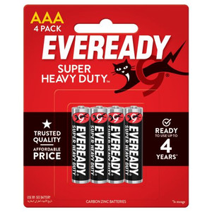 EVEREADY BLACK SUPER HEAVY DUTY AAA BATTERY 4PK