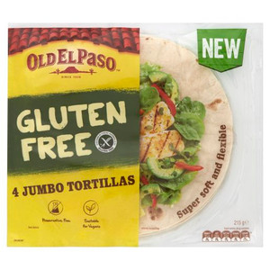 Old El Paso Gluten Free Jumbo Tortilla Wraps 4 pack 215gm