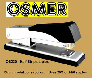 OSMER METAL DESK STAPLER Half Strip ** See also DEL-0300 **