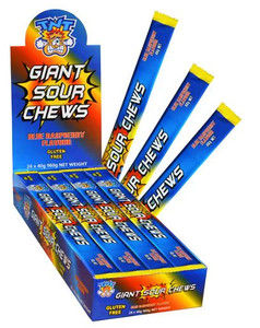TNT TNT GIANT SOUR CHEW - BLUE RASPBERRY 40GM (Carton of 24)