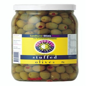 SANDHURST STUFFED GREEN OLIVES 2KG