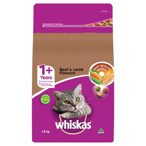 WHISKAS BEEF & LAMB ADULT CAT FOOD 1.8KG