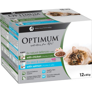 OPTIMUM NATURAL DEFENCES & SKIN & COAT MVMP CAT FOOD 12X85GM