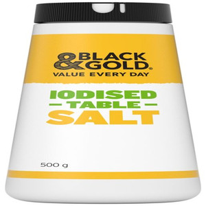 BLACK & GOLD IODIZED DRUM TABLE SALT 500GM (Carton of 12)