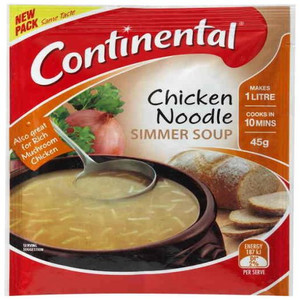 CONTINENTAL CHICKEN NOODLE SIMMER SOUP 45GM (Carton of 16)