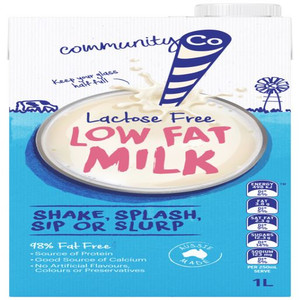 COMMUNITY CO LOW FAT LACTOSE FREE MILK 1L (Carton of 10)