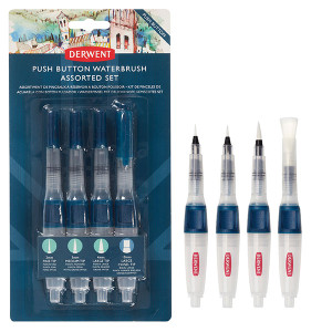DERWENT WATERBRUSH PUSH BUTTON ASSORTED PK4