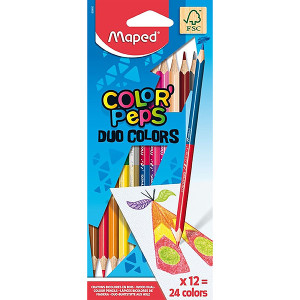 MAPED COLOR PEPS DUO COLOUR PENCILS PACK 12