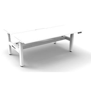 Rapidline BOOST+ Back To Back Workstation + Cable Tray 2 Person 1800mmW White/White