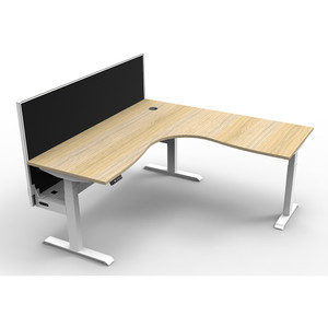 Rapidline BOOST+ Corner Workstation + Screen + Cable Tray 1500/1500mmW Oak/White