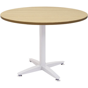 Rapidline 4 Star Round Table 900D x 730mmH Oak Top White Base