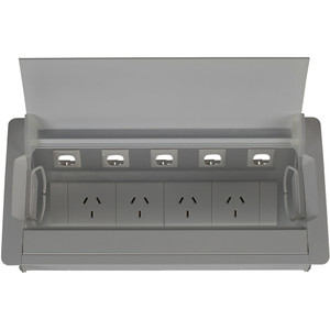 Rapidline Table Surface Mounted Service Box 4 GPO Silver