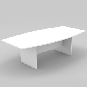 OM Boat Shape Boardroom Table 2400W x 1200D x 720mmH All White