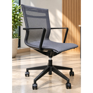 K2 Box Seating Sling Office Chair Dark Grey
