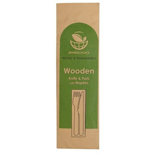 Cutlery Set Fork / Napkin / Knife Wood Kraft Carton of 400