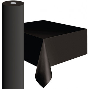 MIDNIGHT BLACK PLASTIC TABLECOVER ROLL 122CM W X 20M L