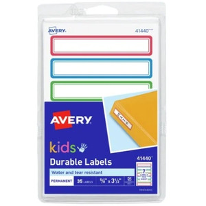 Avery Kids Durable Labels 89 x 16 mm Rectangle Permanent Pack of 35 Labels (5 Sheets)
