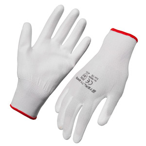 Stealth White Nylon Shell PU Palm Gloves - Size 8 (Medium) Pair