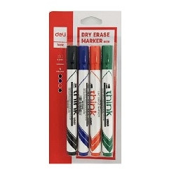 DELI WHITEBOARD MARKER BULLET TIP Wallet of 12 Assorted Markers + Eraser