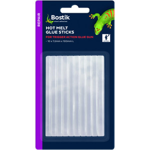 BOSTIK GLUE GUN REFILL STICKS Clear 7.2mm x 100mm Suits Mini Hot Melt Gun (MGH), Pk10