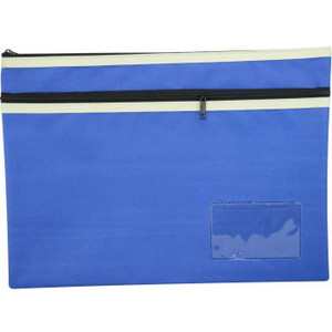 POLYESTER 2 ZIP WITH NAME CARD - 35 X 26CM - DARK BLUE