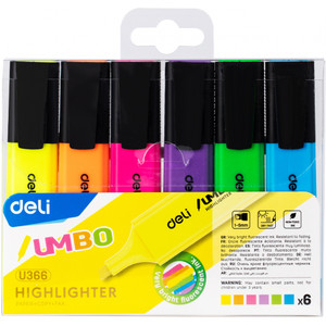 DELI HIGHLIGHTER WALLET 6 ASSORTED CHISEL TIP 1-5MM
