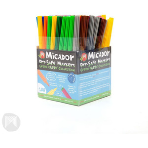 DRY-SAFE MARKERS PACK 100 (8X12 COLOURS + 4 BLACK) MICADOR