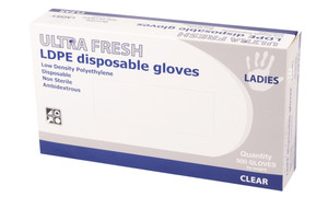 Ultra Fresh LDPE Disposable Ladies Gloves, Box of 500