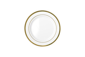 190mm Heavy Duty White Lunch Plate With Gold LiningÂ Pk6