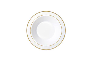 190mm Heavy Duty White Bowl With Gold LiningÂ Pk6