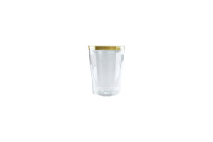 250ml Clear Hard Plastic Tumbler With Gold Rim, Pack of 6
