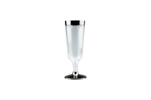 150ml Champagne Glass With Silver Rim, Pack of 15