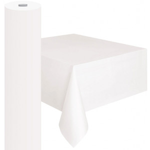 Bright White Plastic Table Cover Roll, 122cm W x 20m L, Each