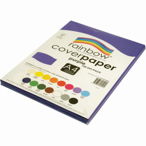 RAINBOW COVER PAPER 125GSM A4 Purple Pack of 500 sheets (5 packs of 100)