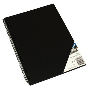 Quill Presentation Visual Art Diary 110gsm A4 90 Pages - Black Paper (10710)