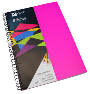 Quill Visual Art Diary PP 110gsm A4 120 Pages - Cerise Pink (10762)
